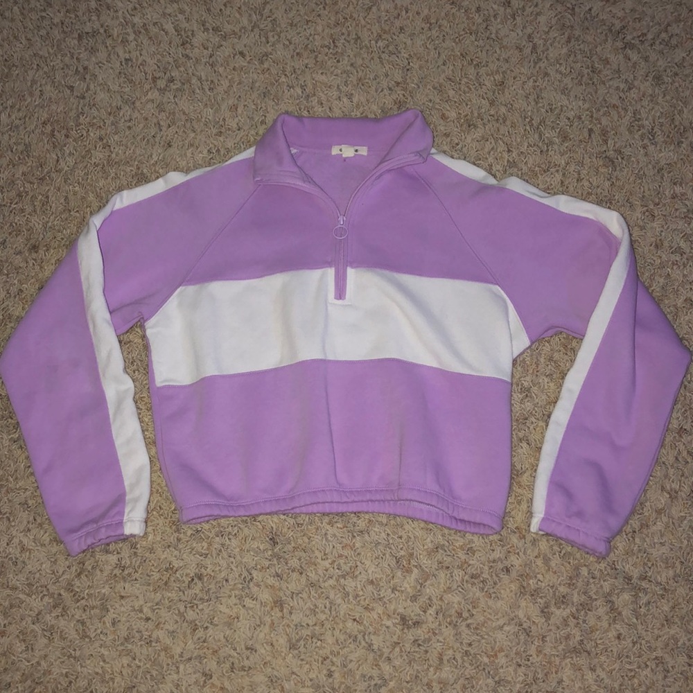 Purple and white cropped hoodie